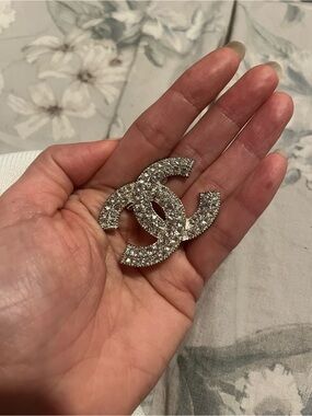 Double C’s Crystal Logo Brooch